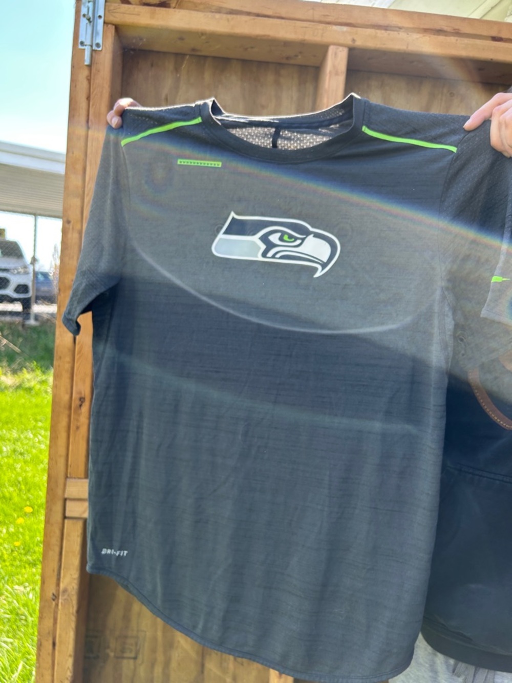 NFL Seattle Seahawks Black and Neon Green Dri-FIT Performance Shirt